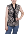 Ny Collection Petites Womens Polka Dot Polyester Pullover Top In Abstract Dots