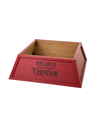Glitzhome 32" Trapezoid Believe In The Magic Christmas Tree Collar Kd In Red