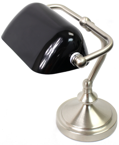 All The Rages Simple Designs Traditional Mini Banker's Lamp With Glass Shade In Black