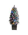 NEARLY NATURAL FLOCKED HIGHLAND FIR ARTIFICIAL CHRISTMAS TREE WITH 127 BENDABLE BRANCHES AND 20 LED GLOBE LIGHTS IN