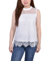 NY COLLECTION PETITE SIZE SLEEVELESS MOCK NECK LACE TOP