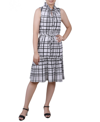 Ny Collection Petite Size Sleeveless Tiered Dress In White Black Line Box