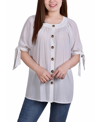Ny Collection Petite Size Elbow Sleeve Tie-sleeve Blouse In Ivory