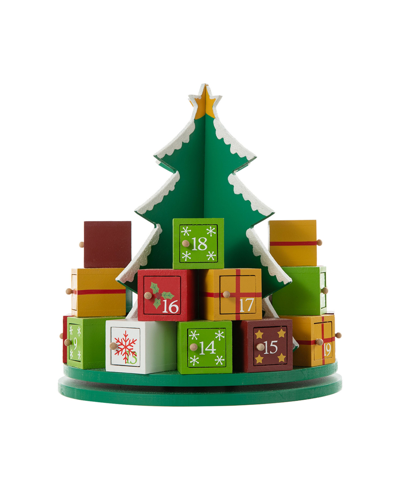 Glitzhome 10.5" Wooden Christmas Gift Box Tree Countdown Calendar Decor Kd In Multi