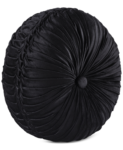 J Queen New York Bradshaw Tufted Decorative Pillow, 15" Round In Black