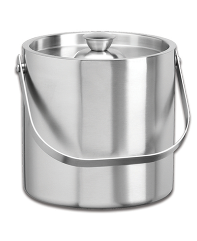 Kraftware Stainless Collection Brushed Double Wall Bale Handle Ice Bucket, 3 Quart