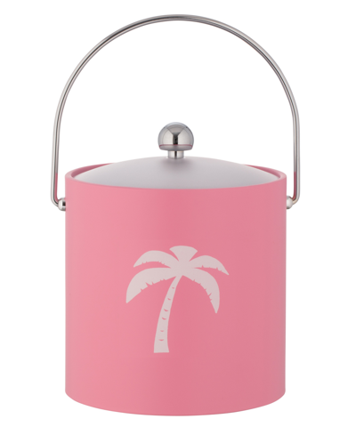 Kraftware Pastimes Palm Tree Ice Bucket, 3 Quart In Pink