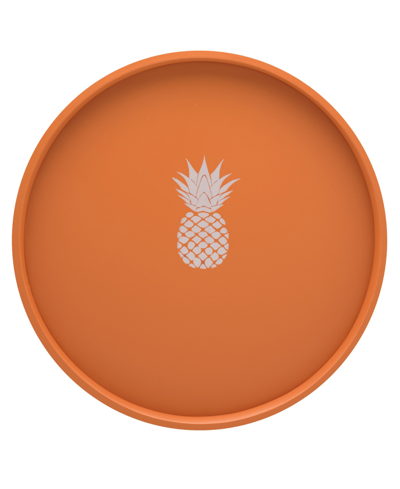 Kraftware Pastimes 14" Round Pineapple Serving Tray In Spice Orange