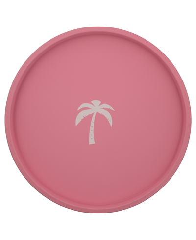 Kraftware Pastimes 14" Round Palm Tree Serving Tray In Pink