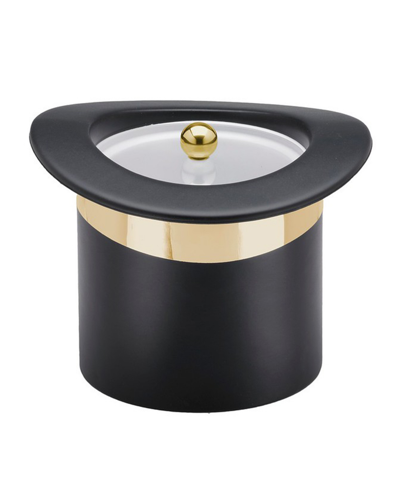 Kraftware Top Hat Acrylic Cover Brass Band Ice Bucket, 3 Quart In Black