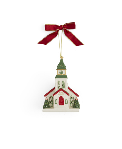 Spode Led Church Ornament In Green
