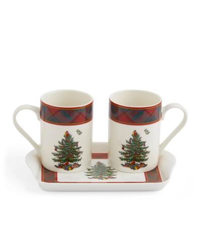 Spode Tartan 2 Piece Mug And Tray Set In Green