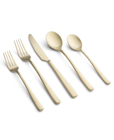 Cambridge Silversmiths Rise Champagne Satin Flatware Set, 20 Piece In Champagne Gold-tone