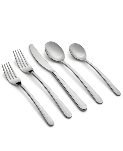 Cambridge Silversmiths Kiera Textured Mirror Flatware Set, 20 Piece In Silver-tone