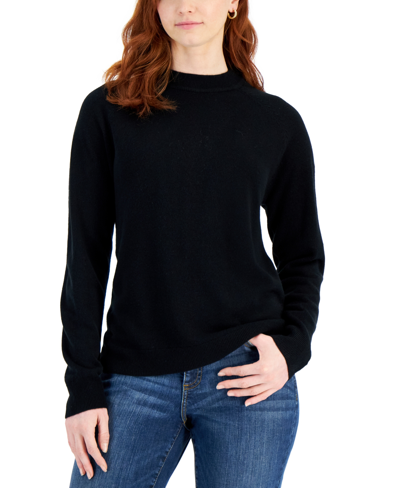 Karen Scott Women's Zip-back Mock-neck Sweater, Created For Macy's In Luxsoft Black