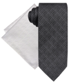 Steve Harvey Men's Classic Scroll Medallion Tie & Pocket Square Set In Black