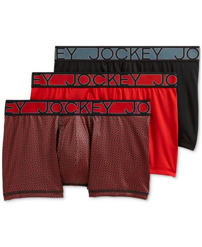 Jockey Active Microfiber Eco 2.5" Trunk - 3 Pack In Red