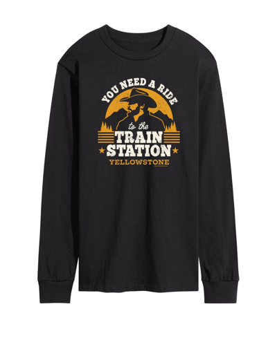 Airwaves Men's Yellowstone Train Station Long Sleeve T-shirt In Black