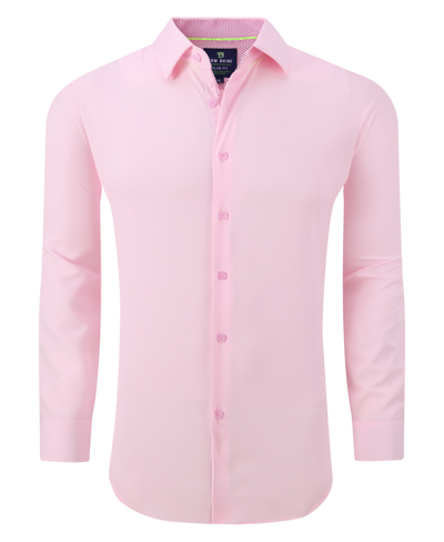 Tom Baine Regular Fit Performance Stretch Long Sleeve Button Front Shirt In Pink