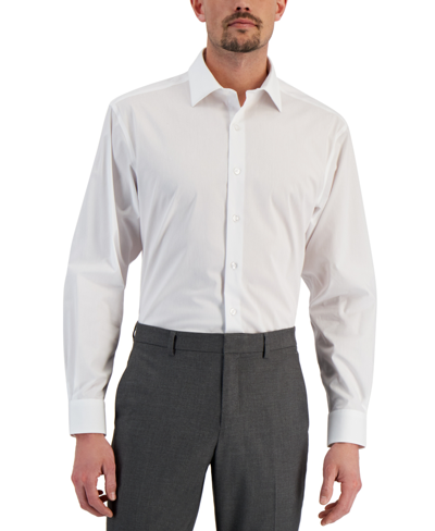 Alfani Men's Regular Fit 2-way Stretch Stain Resistant Dress Shirt, Created For Macy's In Bright White