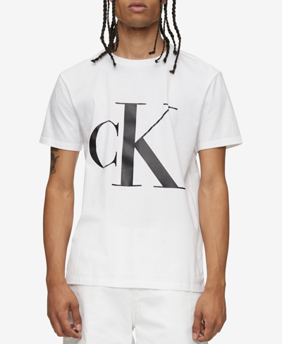 Calvin Klein Men's Monogram Logo Graphic T-shirt In Brilliant White