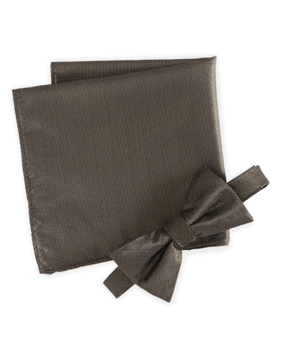 Alfani Men's Solid Texture Pocket Square And Bowtie, Created For Macy's In Mustard