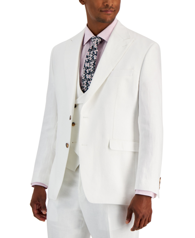 Tayion Collection Men's Classic-fit Solid Suit Jacket In White Herringbone