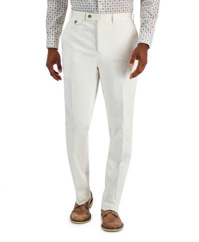 Tayion Collection Men's Classic-fit Solid Suit Pants In White Herringbone