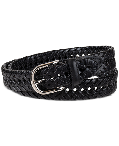 Club Room Men's Hand-laced Braided Belt, Created For Macy's In Black