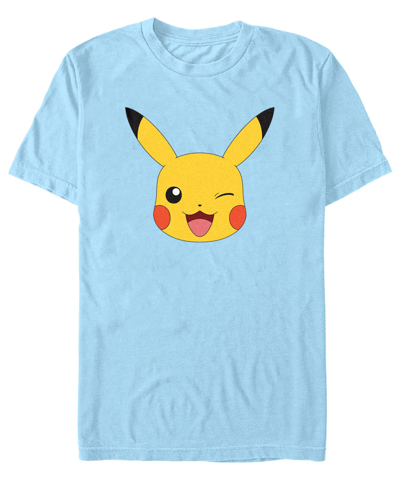Fifth Sun Men's Pokemon Pikachu Big Face Short Sleeve T-shirt In Light Blue