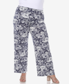 White Mark Womens Fold-over Waist Polyester Wide Leg Pants In Navy