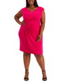 Connected Plus Size Side-tab Dress In Magenta
