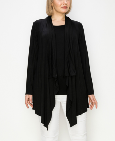 Coin 1804 Plus Size Flyaway Cardigan Sweater In Black