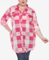 WHITE MARK PLUS SIZE PLAID TUNIC SHIRT