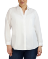 JONES NEW YORK PLUS SIZE SOLID EASY CARE BUTTON-DOWN SHIRT