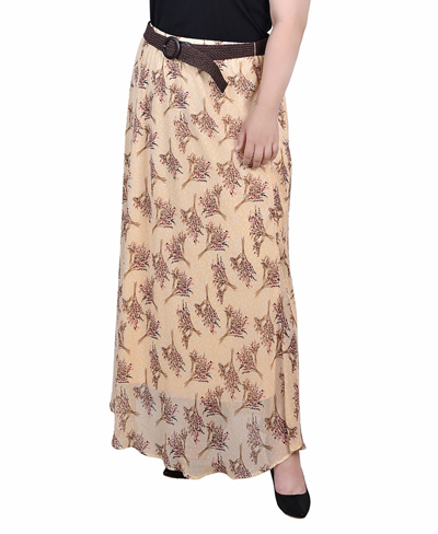 Ny Collection Plus Size Chiffon Maxi Skirt In Beige