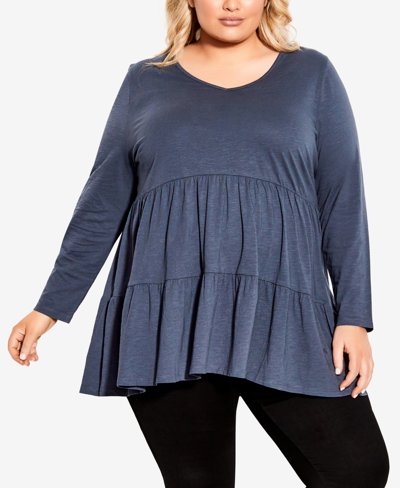 Avenue Plus Size Mylah Layer Tunic Top In Navy