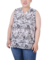 Ny Collection Plus Size Sleeveless Pintucked Blouse In Black Palmdive