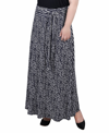 Ny Collection Plus Size Maxi With Sash Waist Tie Skirt In Navy Snowpop