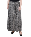 Ny Collection Plus Size Maxi With Sash Waist Tie Skirt In Black Ivory Chervon