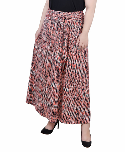 Ny Collection Petite Printed Maxi Skirt With Sash Waist Tie In Pink Westshore