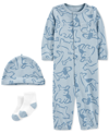 CARTER'S BABY BOYS TAKE HOME CONVERTER GOWN SET WITH HAT AND SOCKS, 3 PIECE SET
