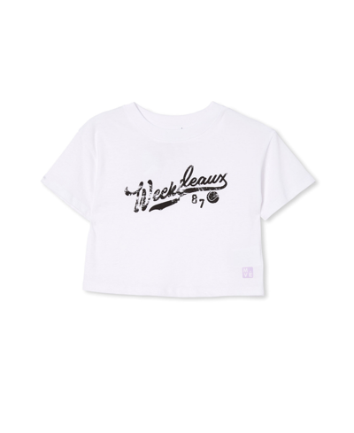 Cotton On Little Girls The Crop Short Sleeve T-shirt In White/weekends
