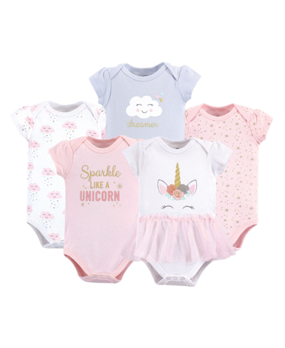 Little Treasure Baby Girl Cotton Bodysuits, 5-pack In Pink
