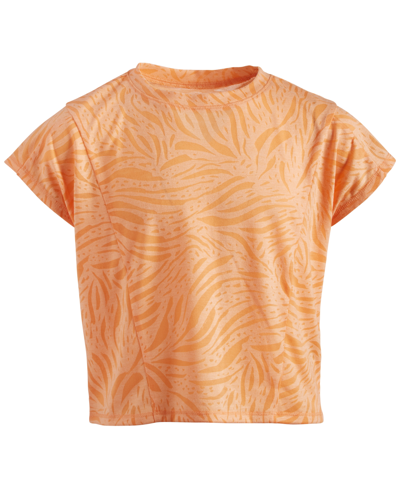 Id Ideology Kids' Big Girls Burnout Palm T-shirt, Created For Macy's In Mock Orange