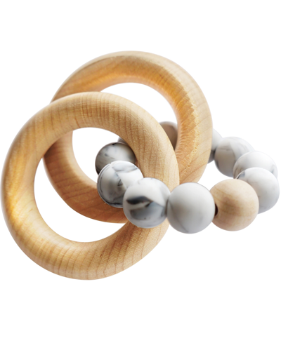 Tiny Teethers Designs 3 Stories Trading Tiny Teethers Infant Silicone And Beech Wood Rattle And Teether In White