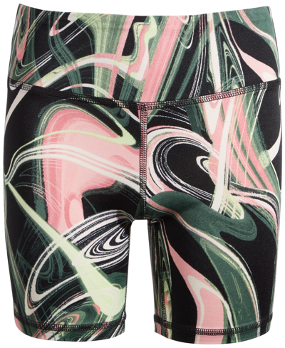 Id Ideology Kids' Big Girls Colorful Waves Printed Bike Shorts, Created For Macy's In Salmon Rose