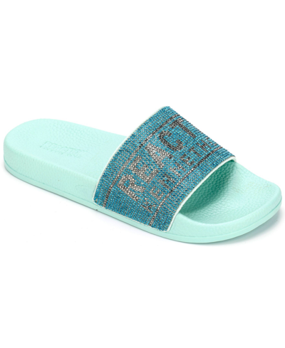 Kenneth Cole Reaction Women's Screen Jewl Slides Flat Sandals Women's Shoes In Turquoise