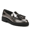 Franco Sarto Carolynn Lug Sole Loafers Women's Shoes In Metallic Pewter Faux Leather