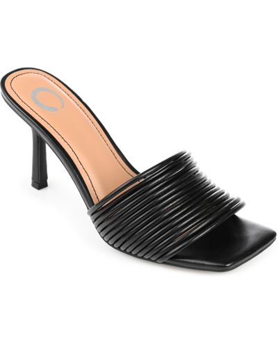 Journee Collection Women's Calliope Stacked Straps Stiletto Sandals In Black